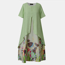 MISSOMO Summer Dress Women Fake Two Piece Vintage Dress Floral