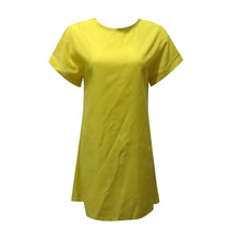 Women Summer Casual Solid Short Sleeve Dress Crew Neck