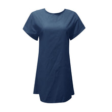 Women Summer Casual Solid Short Sleeve Dress Crew Neck