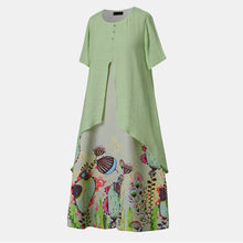 MISSOMO Summer Dress Women Fake Two Piece Vintage Dress Floral