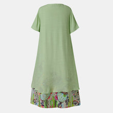 MISSOMO Summer Dress Women Fake Two Piece Vintage Dress Floral