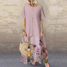 MISSOMO Summer Dress Women Fake Two Piece Vintage Dress Floral