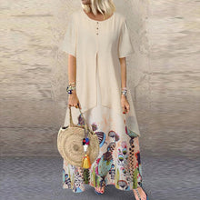 MISSOMO Summer Dress Women Fake Two Piece Vintage Dress Floral