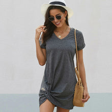 T shirt Dress for Women Summer 2020 New Plus Size Twist Knot Casual