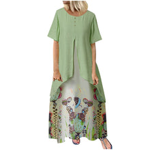 MISSOMO Summer Dress Women Fake Two Piece Vintage Dress Floral